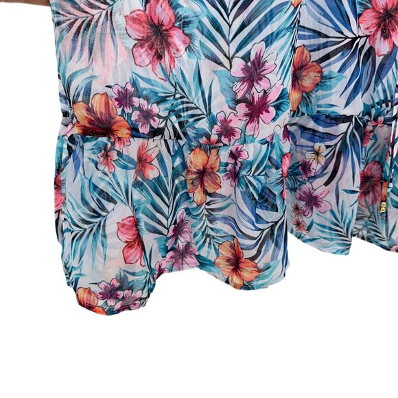 Time and Tru Floral Print Beach Cover-Up Dress SZ M  Tunic Sundress - Picture 10 of 11